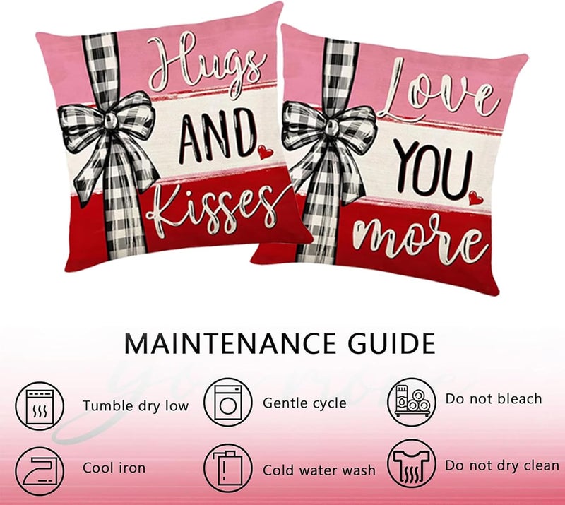 ONFAON Valentines Day Decorations-Valentines Pillow Covers 18x18 inch Set of 4 Valentine Stripes Wedding Cushion Case Decoration for Sofa Couch - Image 3